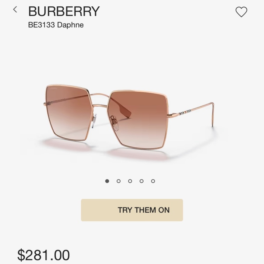 Burberry Daphne Rose Gold Square Sunglasses